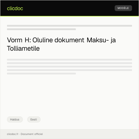 Document preview: Vorm H - Haldusmenetluse taotlus — Haldus, Eesti