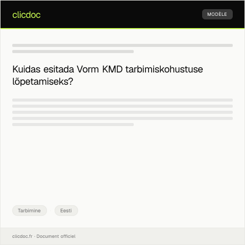 Document preview: Vorm KMD tarbimiskohustuse lõpetamine — Tarbimine, Eesti