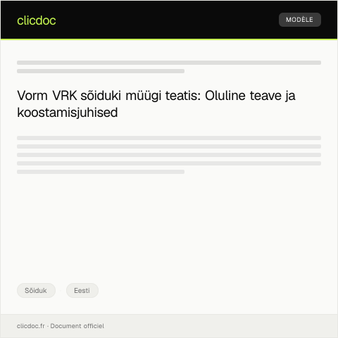 Document preview: Vorm VRK sõiduki müügi teatis — Sõiduk, Eesti