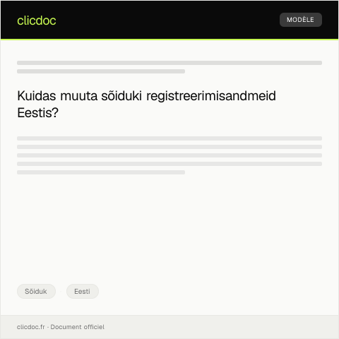 Document preview: Vorm VRK sõiduki registreerimisandmete muutmiseks — Sõiduk, Eesti