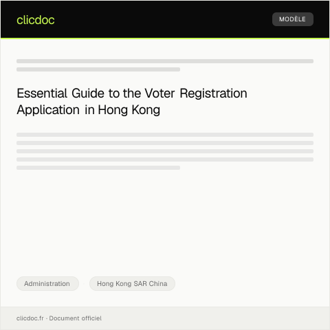 Document preview: Application for Voter Registration / 選民登記申請 — Administration, Hong Kong SAR China