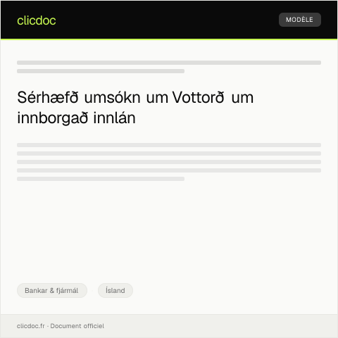 Document preview: Vottorð um innborgað innlán hjá bankanum — Bankar & fjármál, Ísland