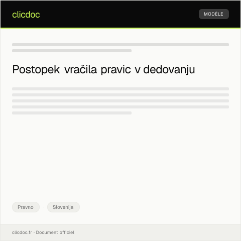 Document preview: Vračilo pravic v postopku dedovanja — Pravno, Slovenija