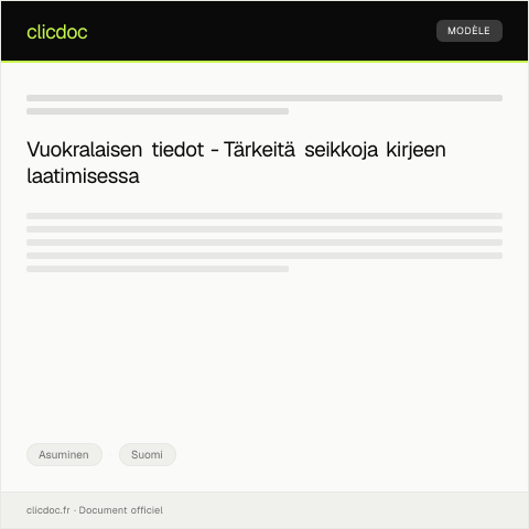 Document preview: Vuokralaisen tiedot — Asuminen, Suomi