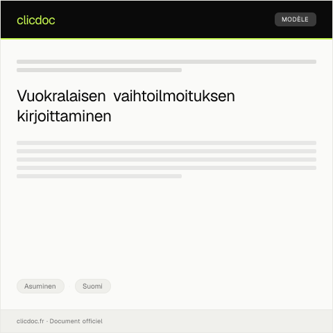 Document preview: Vuokralaisen vaihtoilmoitus — Asuminen, Suomi