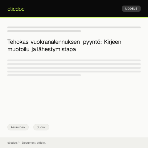 Document preview: Vuokranalennuksen pyytäminen — Asuminen, Suomi