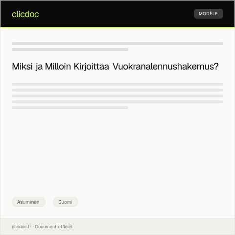 Document preview: Vuokranalennushakemus — Asuminen, Suomi