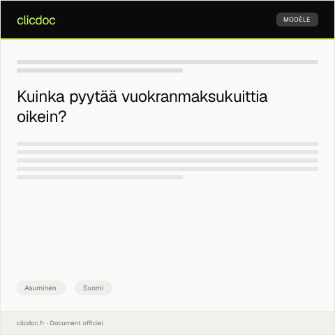 Document preview: Vuokranmaksukuittien pyytäminen — Asuminen, Suomi