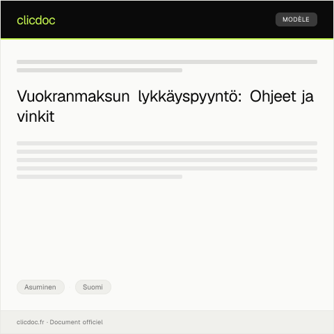 Document preview: Vuokranmaksun lykkäyspyyntö — Asuminen, Suomi