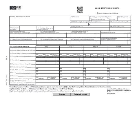 Document preview: Vuosi-ilmoitus osingoista (7812) — Vuosi-ilmoitus osingoista (7812), Suomi (CERFA n°Vero 7812)