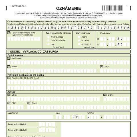 Document preview: VYHLASENIEv12 — Iné, Slovensko (CERFA n°VYHLASENIEv12)