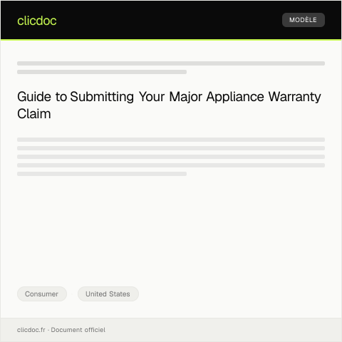 Document preview: Warranty Claim Submission Form for Major Appliances — U.S. Consumer Product Safety Commission — Consumer, United States