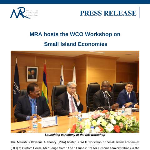 Document preview: MRA hosts the WCO Workshop on&nbsp;Small Island Economies — Document, Mauritius (CERFA n°SmallIslandEconomies)