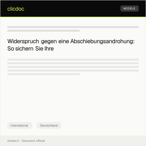 Dokumentvorschau: Widerspruch gegen eine Abschiebungsandrohung — International, Deutschland