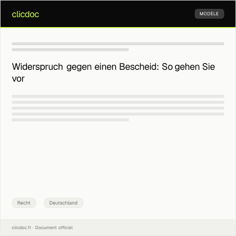 Dokumentvorschau: Widerspruch gegen einen Bescheid — Recht, Deutschland