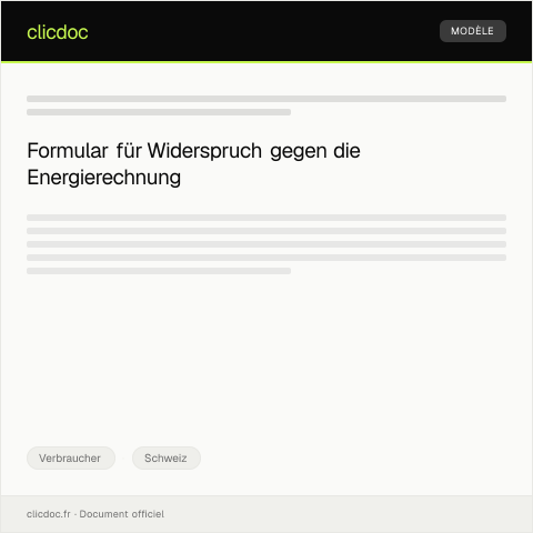Dokumentvorschau: Widerspruch gegen die Energierechnung bei dem Energieversorger im Kanton Baselland — Verbraucher, Schweiz