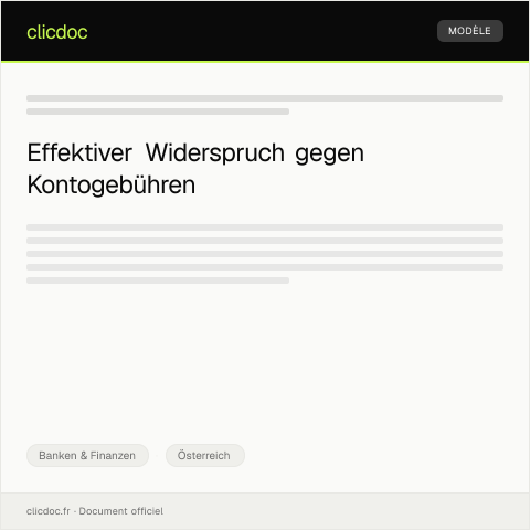 Dokumentvorschau: Widerspruch gegen eine Kontogebühr — Banken & Finanzen, Österreich