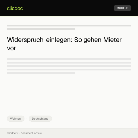 Dokumentvorschau: Widerspruch gegen Nebenkostenabrechnung des Vermieters — Wohnen, Deutschland