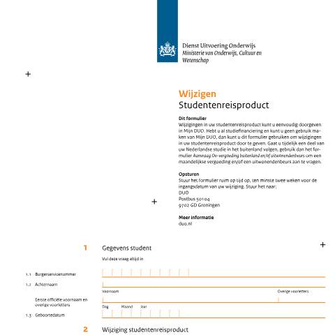 Documentvoorvertoning: Wijzigen studentenreisproduct — DUO — Studentenreisproduct minderjarigen, Nederland
