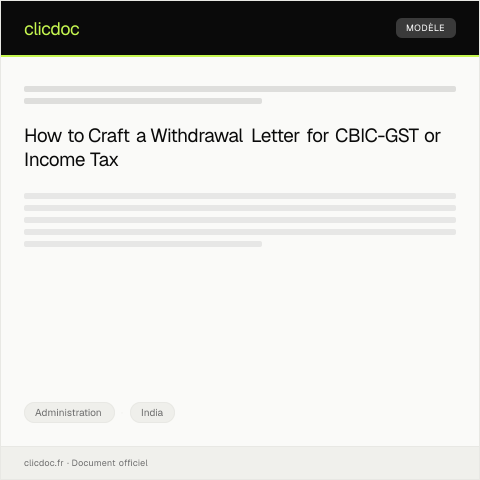 Document preview: Letter for Withdrawal of Application — Administration, India