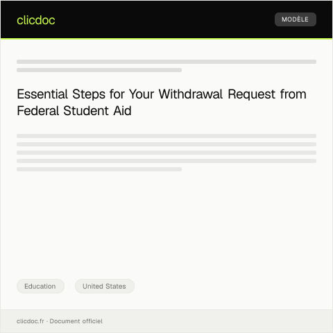 Document preview: Withdrawal Request from Federal Student Aid Program — Education, United States