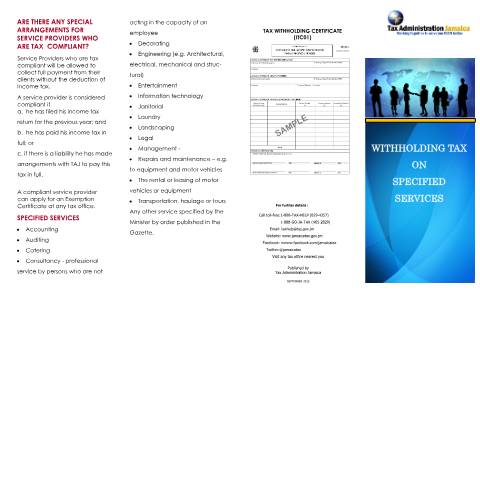 Document preview: Withholding Tax on Specified Services Brochure — Document, Jamaica (CERFA n°wtss_brochure_sept2015+-)