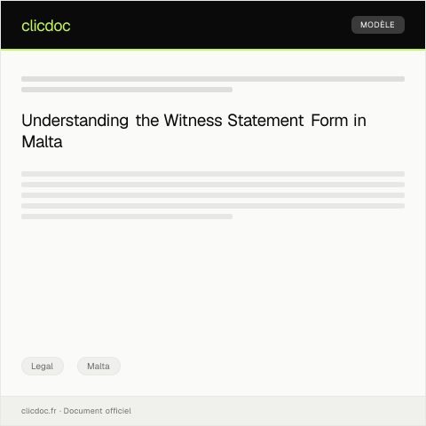 Document preview: Form for Witness Statements / Forma għal-Istati tal-Għawġ — Legal, Malta