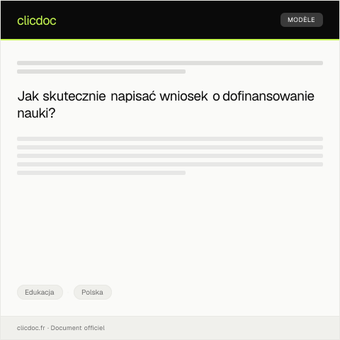 Document preview: Wniosek o dofinansowanie nauki ze środków unijnych — Edukacja, Polska