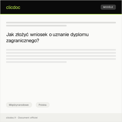 Document preview: Wniosek o uznanie dyplomu zagranicznego w Polsce — Międzynarodowe, Polska