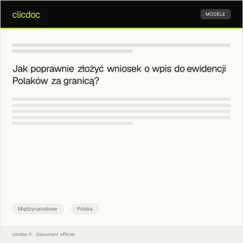 Document preview: Wniosek o wpis do ewidencji Polaków za granicą — Międzynarodowe, Polska