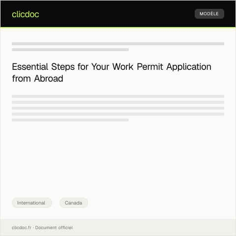 Document preview: Application for a Work Permit Made Outside of Canada — International, Canada