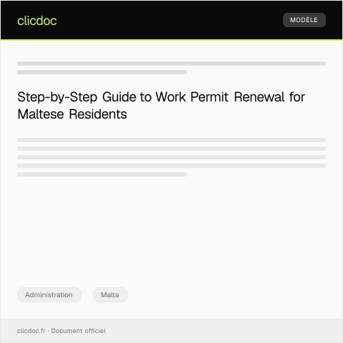 Document preview: Application for a Work Permit Renewal for Maltese Resident — Administration, Malta