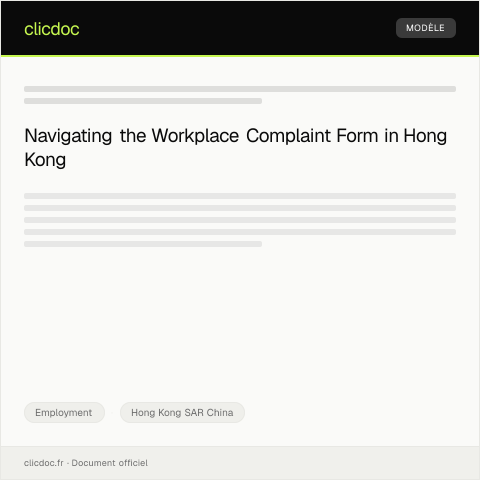 Document preview: Workplace Complaint Form職場投訴表 — Employment, Hong Kong SAR China