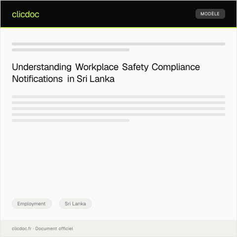Document preview: Notification of Workplace Safety Compliance — Employment, Sri Lanka