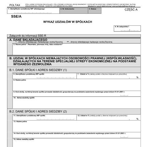 Document preview: Wykaz udziałów w spółkach — CIT, Polska (CERFA n°SSE-A)
