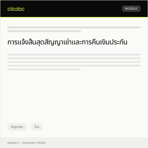 Document preview: หนังสือแจ้งการสิ้นสุดสัญญาเช่าและการคืนเงินประกัน — ที่อยู่อาศัย, ไทย