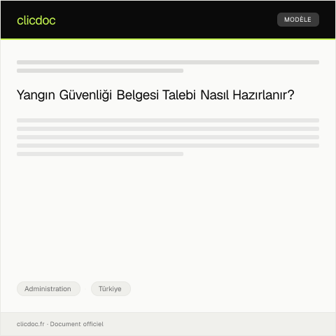 Document preview: Yangın Güvenliği Belgesi Talebi — Administration, Türkiye
