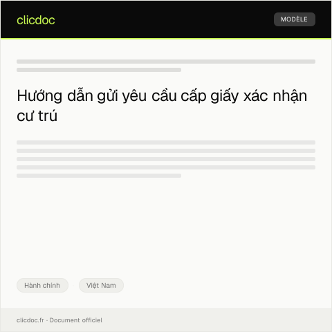 Document preview: Yêu cầu cấp giấy xác nhận cư trú — Hành chính, Việt Nam