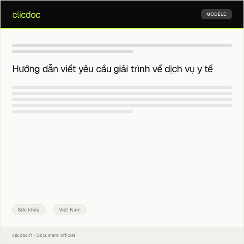 Document preview: Yêu cầu giải trình về dịch vụ y tế — Sức khỏe, Việt Nam