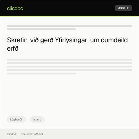 Document preview: Yfirlýsing um óumdeild erfð — Lögfræði, Ísland