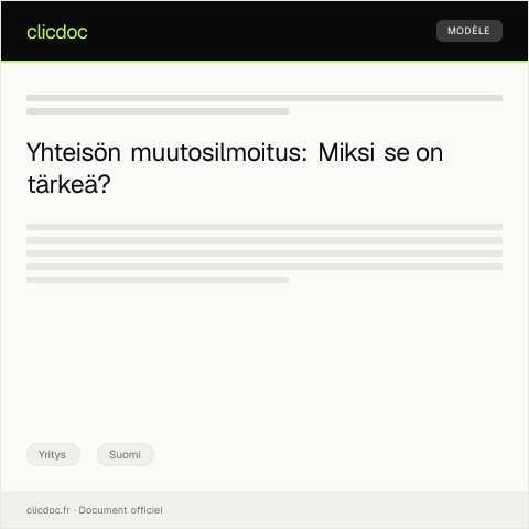 Document preview: Yhteisön muutosilmoitus — Yritys, Suomi