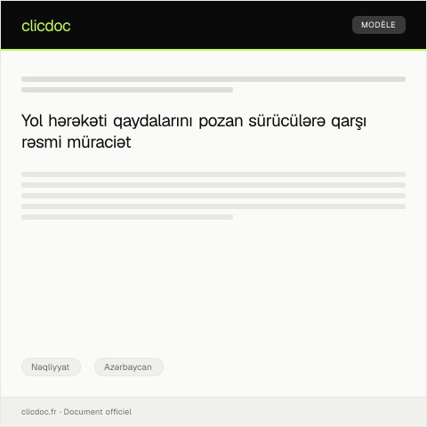 Document preview: Yol hərəkəti qaydalarını pozan sürücüyə qarşı müraciət — Nəqliyyat, Azərbaycan