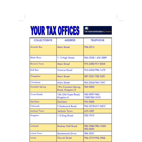 Document preview: Your Tax Offices — Document, Jamaica (CERFA n°your_tax_offices)