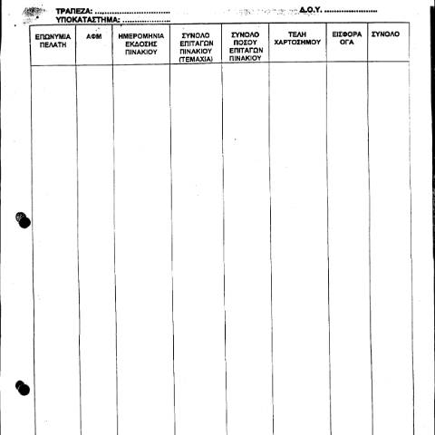 Document preview: Υπόδειγμα απόδοσης χαρτοσήμου πινακίων επιταγών — ΕΙΔΙΚΕΣ ΦΟΡΟΛΟΓΙΕΣ, Ελλάδα (CERFA n°YPODEIGMA POL 1135/2007)
