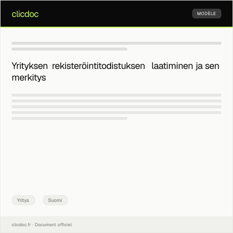 Document preview: Yrityksen rekisteröintitodistus — Yritys, Suomi