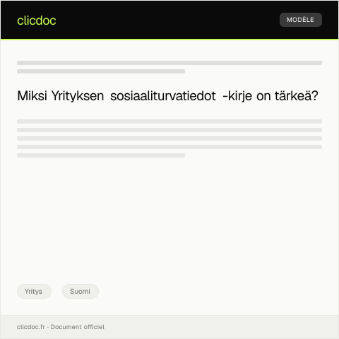 Document preview: Yrityksen sosiaaliturvatiedot — Yritys, Suomi