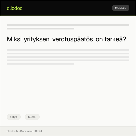 Document preview: Yrityksen verotuspäätös — Yritys, Suomi