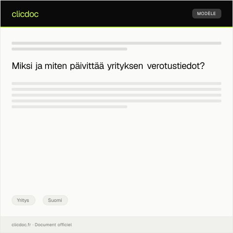 Document preview: Yrityksen verotustietojen päivittäminen — Yritys, Suomi