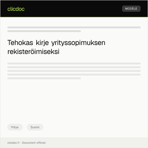 Document preview: Yrityssopimuksen rekisteröinti — Yritys, Suomi