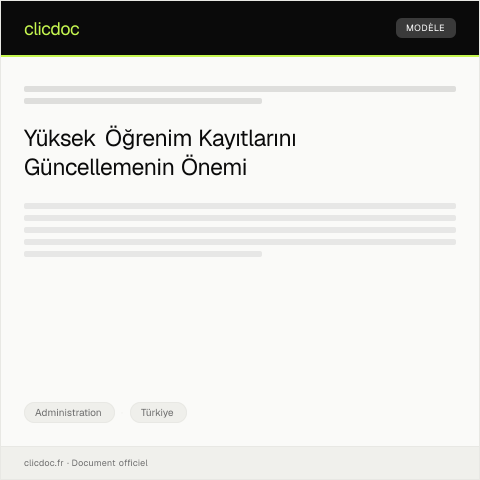 Document preview: Yüksek Öğrenim ve Öğrenci Kayıtları Güncelleme — Administration, Türkiye